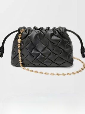 LOEWE Mini Flamenco Purse Crossbody Bag Pinched Quilted Leather Gold Chain NIB